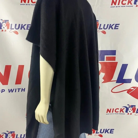 Naadam ladies sweater. Open front poncho with ribbed collar/ shawl