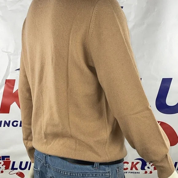Naadam men’s V-neck sweater, Camel is the color. 100% cashmere