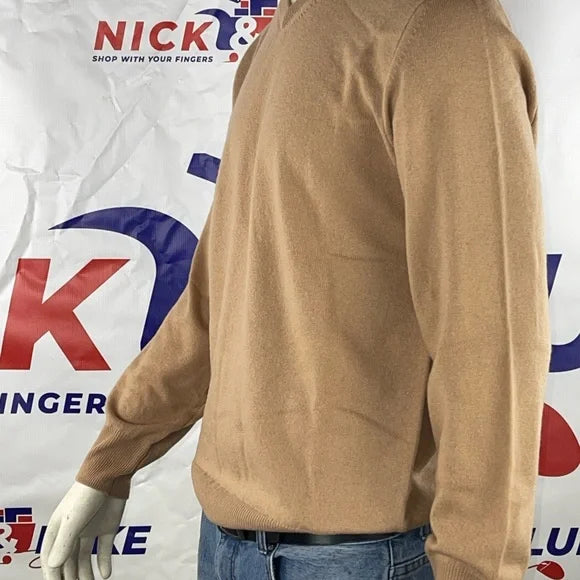 Naadam men’s V-neck sweater, Camel is the color. 100% cashmere