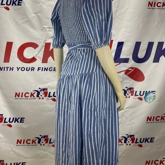 Old Navy MIDI Wrap Women’s Blue/White Stripe Dress. Elasticized cuffs