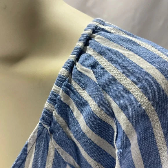 Old Navy MIDI Wrap Women’s Blue/White Stripe Dress. Elasticized cuffs