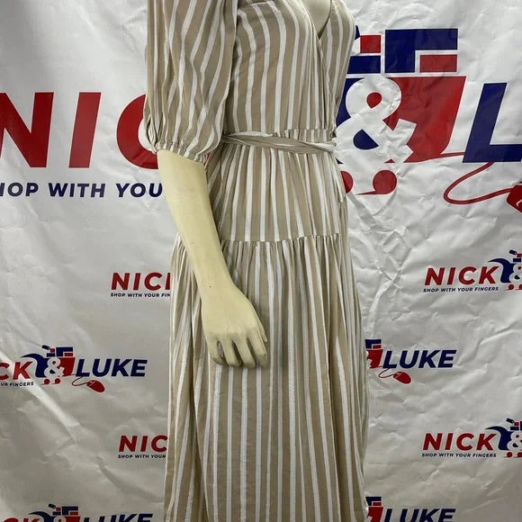Waist defined stripe tie belt midi wrap dress by Old Navy