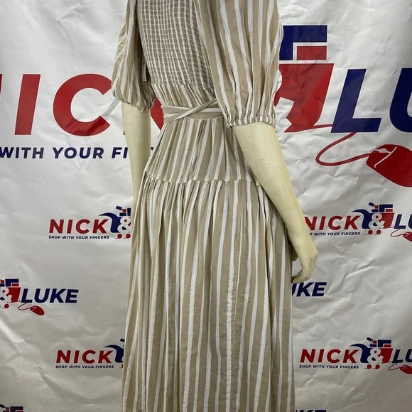 Waist defined stripe tie belt midi wrap dress by Old Navy