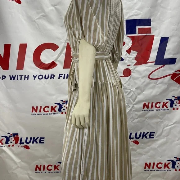 Waist defined stripe tie belt midi wrap dress by Old Navy