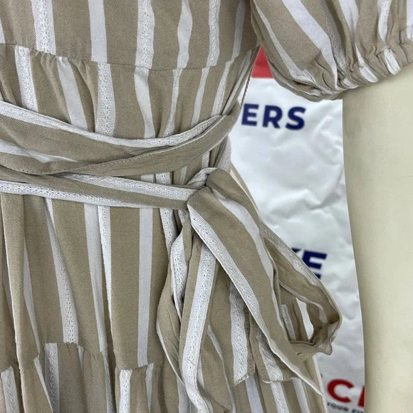 Waist defined stripe tie belt midi wrap dress by Old Navy