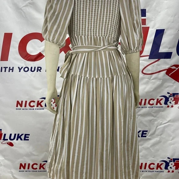 Waist defined stripe tie belt midi wrap dress by Old Navy