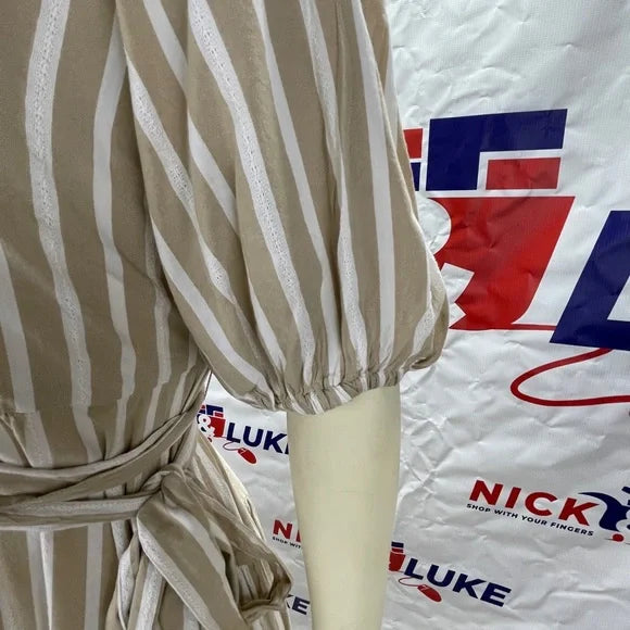 Waist defined stripe tie belt midi wrap dress by Old Navy