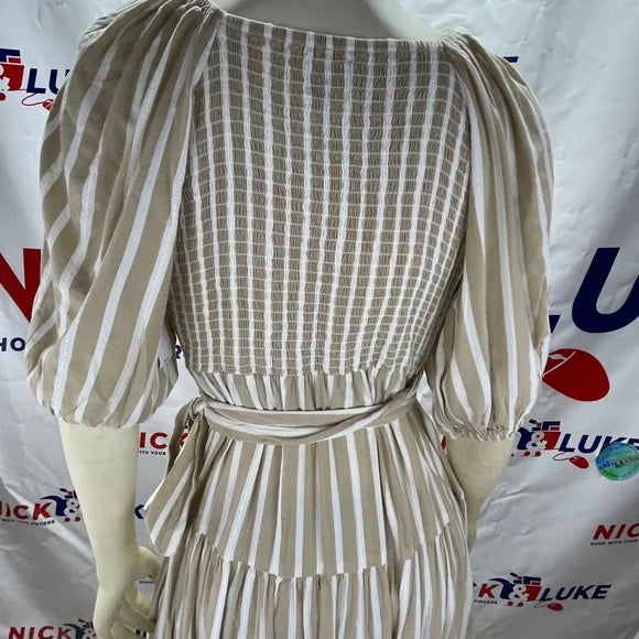 Waist defined stripe tie belt midi wrap dress by Old Navy