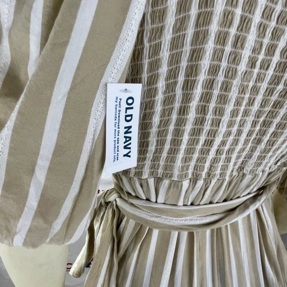 Waist defined stripe tie belt midi wrap dress by Old Navy